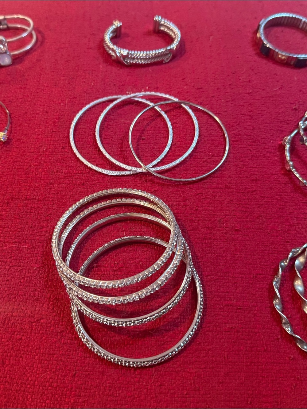 Vintage Silver-Tone Bangle & Cuff Bracelet Lot – 17 Piece Costume Jewelry Bundle